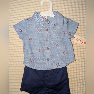 0-3mo Cat & Jack Blue Star Print Shirt and Shorts Set